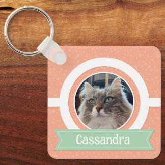 Pink frame pet name  key ring