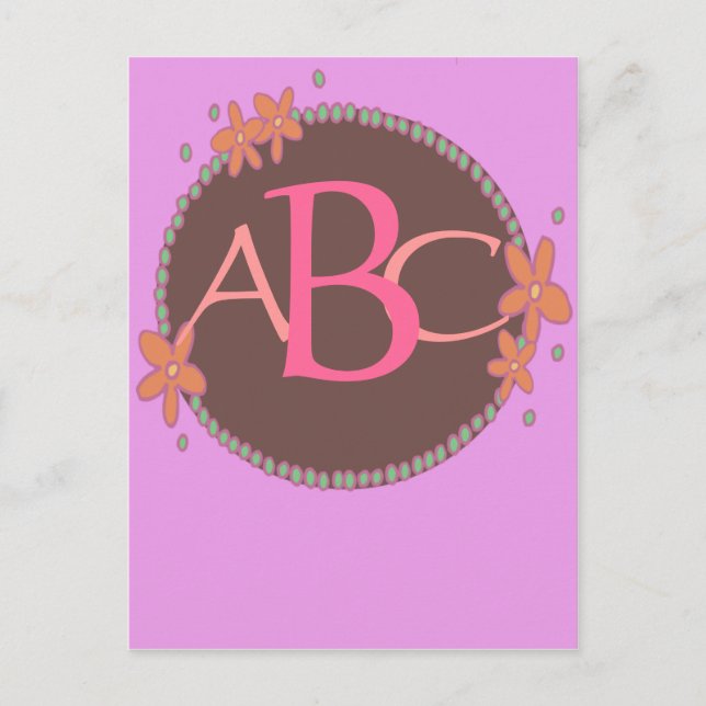 Pink Framed Monogrammed  Set Postcard (Front)