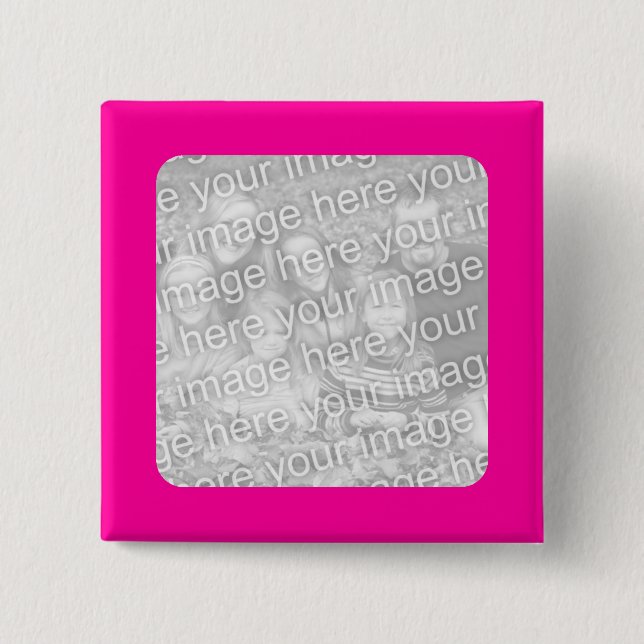 Pink Framed Square Photo Button (Front)