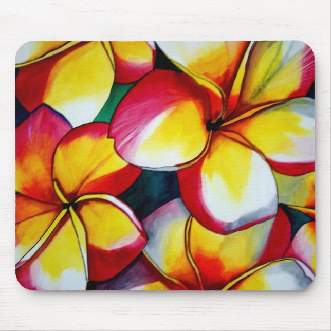 Pink Frangipani flower by Sacha Grossel Art Mouse Mat (Front)