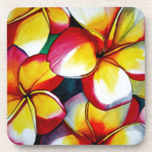 Pink Frangipani flower coasters