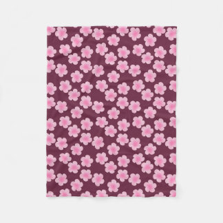 Pink Frangipani Flower Seamless Pattern Fleece Blanket