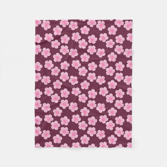 Pink Frangipani Flower Seamless Pattern Fleece Blanket (Front)