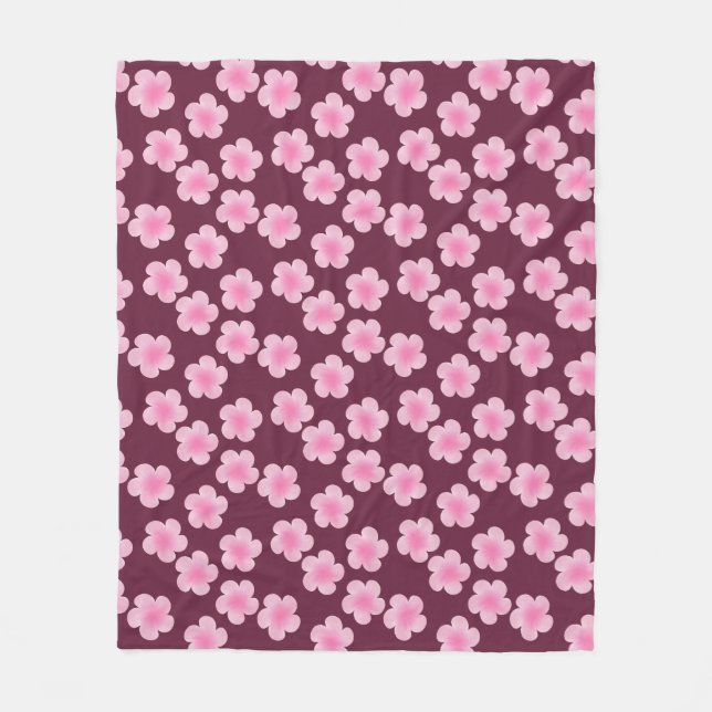Pink Frangipani Flower Seamless Pattern Fleece Blanket (Front)