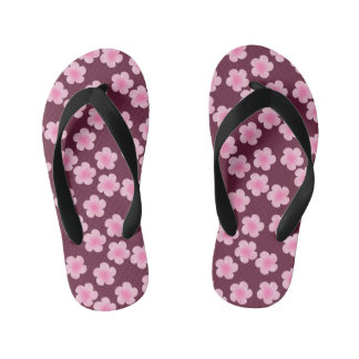 Pink Frangipani Flower Seamless Pattern Kid's Flip Flops