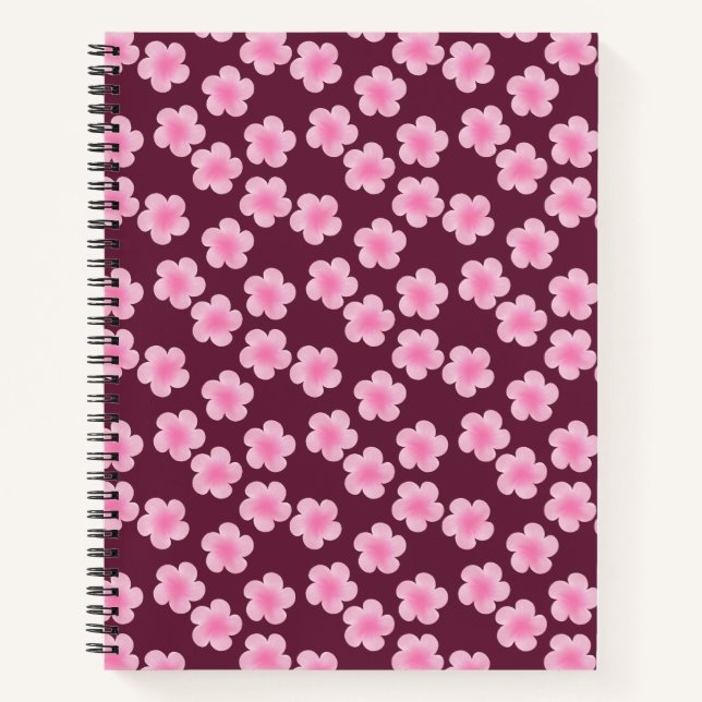 Pink Frangipani Flower Seamless Pattern Notebook (Front)