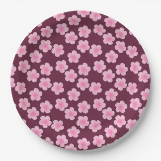 Pink Frangipani Flower Seamless Pattern Paper Plate