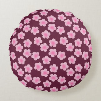 Pink Frangipani Flower Seamless Pattern Round Cushion
