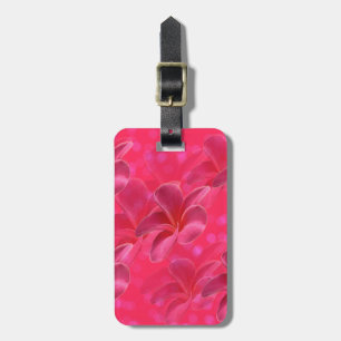 Pink Frangipani Flowers On Pink Bokeh Background, Luggage Tag
