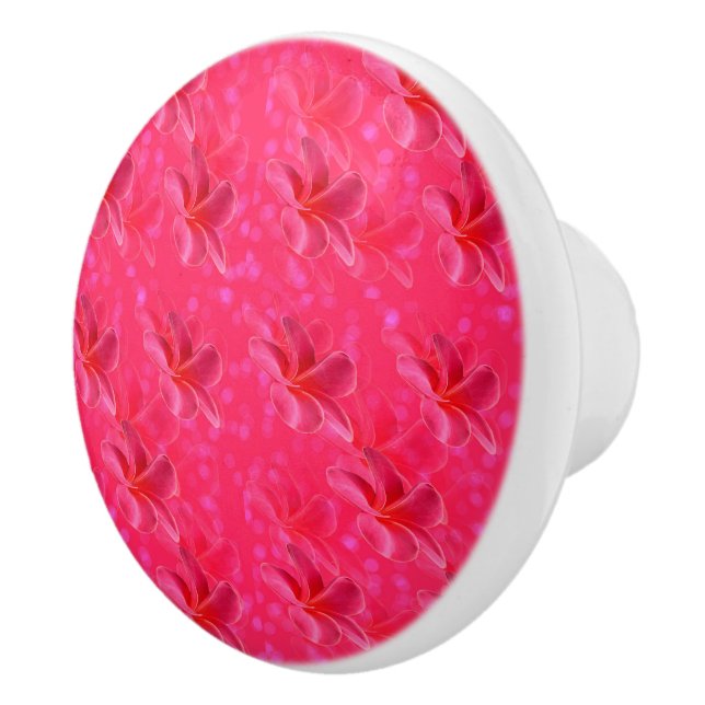 Pink Frangipani Passion, Ceramic Draw Knob. Knob (Right)