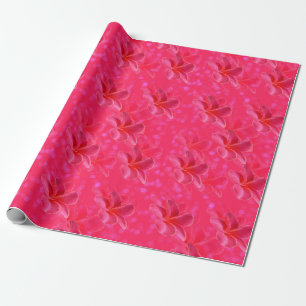 Pink Frangipani Plumeria Flower Pattern, Wrapping Paper