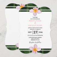 Pink Frangipani Plumeria Wedding Invitations