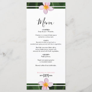 Pink Frangipani Plumeria Wedding  Menu
