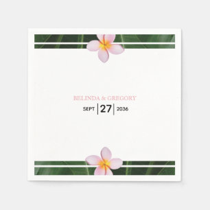 Pink Frangipani Plumeria Wedding Napkin