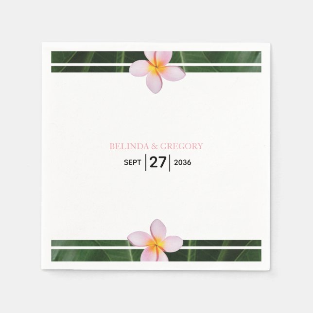 Pink Frangipani Plumeria Wedding Napkin (Front)