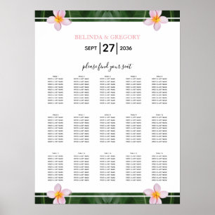 Pink Frangipani Plumeria Wedding Seating Chart