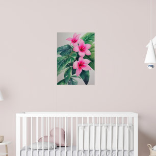 Pink Frangipani Watercolor Flower Poster