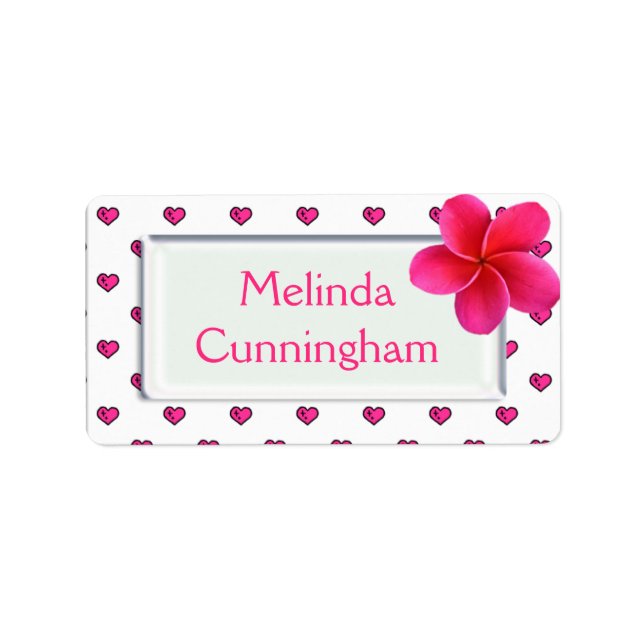 Pink Franjipani - Girls school name label (Front)