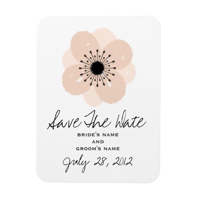 Pink French Anemone Wedding Save The Date Magnet (Vertical)
