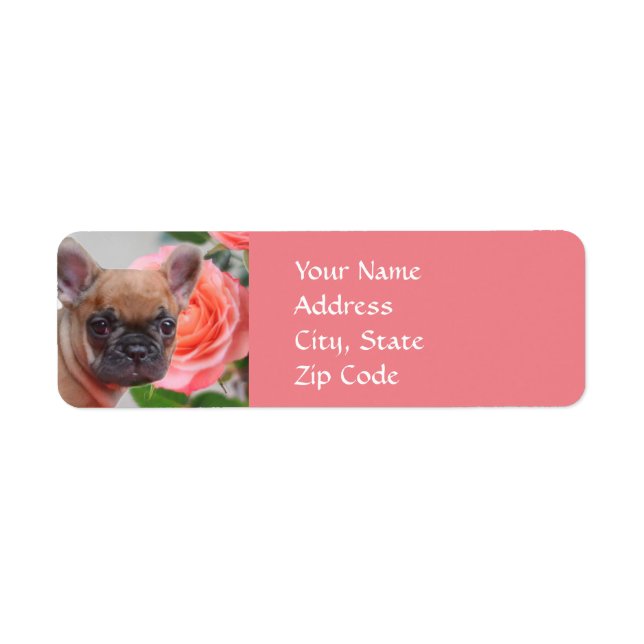 Pink French Bulldog address Labels (Front)