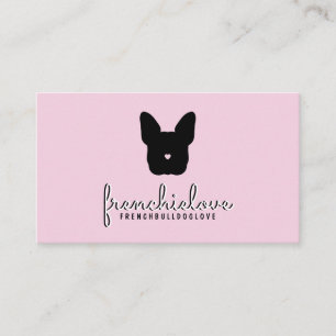 Pink French bulldog cute logo simple pet sitter Business Card