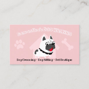 Pink French Bulldog Pet Sitter Dog Walker Groomer Business Card