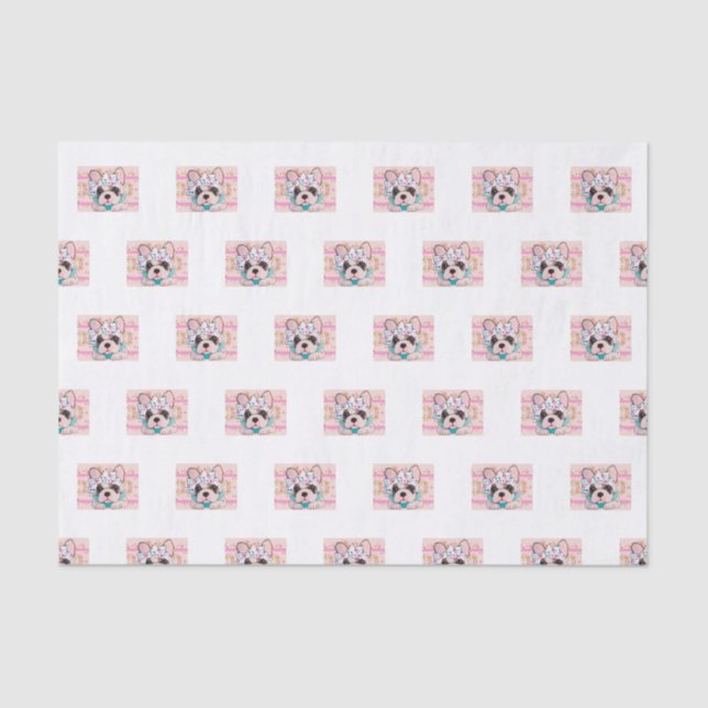 Pink French Bulldog Tissue Paper (Front)