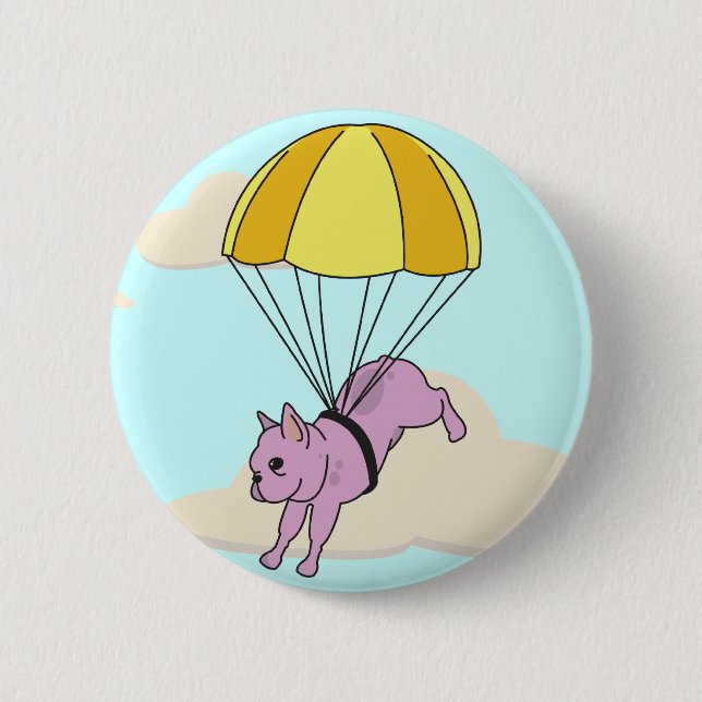 Pink French Bulldog Umbrella Fun Button (Front)