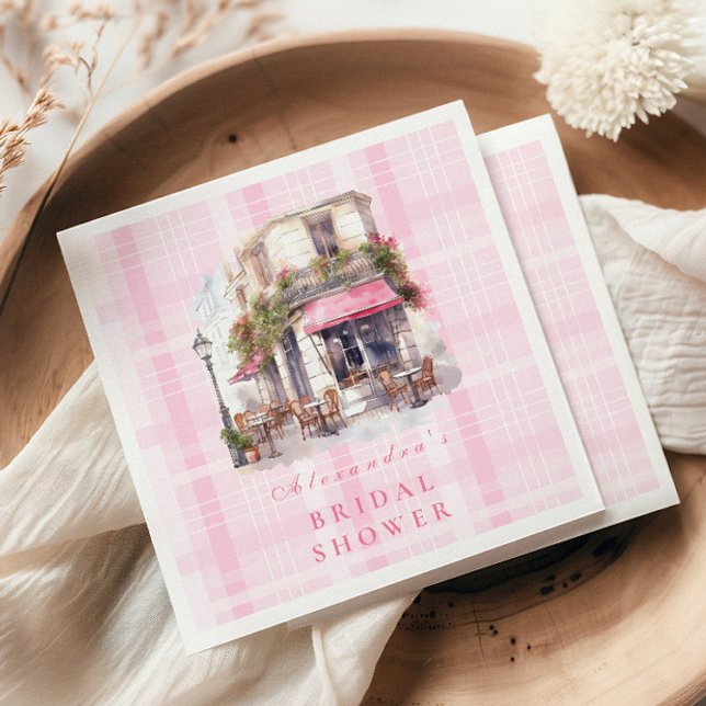 Pink French Cafe Bridal Shower Napkin (Creator Uploaded)