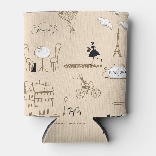 Pink French: Chic Pattern Design. Can Cooler (Front)