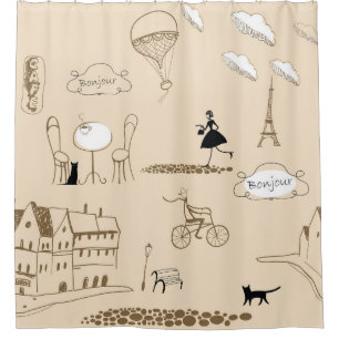Pink French: Chic Pattern Design. Shower Curtain