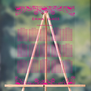 pink French floral garden wedding seating chart