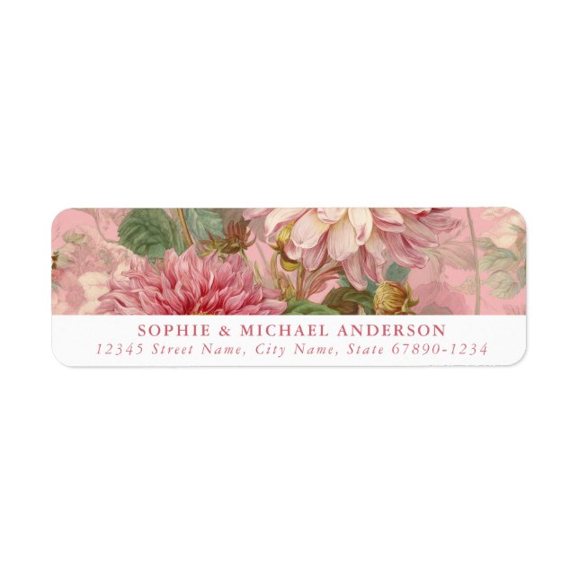 Pink French Floral Return Address Labels (Front)