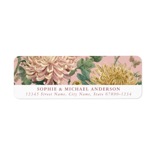 Pink French Floral Return Address Labels (Front)