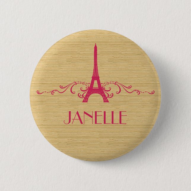 Pink French Flourish Button (Front)