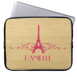Pink French Flourish Laptop Sleeve