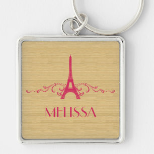 Pink French Flourish Premium Keychain