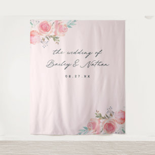 Pink French Garden Wedding Photography Backdrop Tapestry