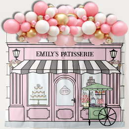 Pink French Parisian theme Girls Birthday Backdrop Tapestry