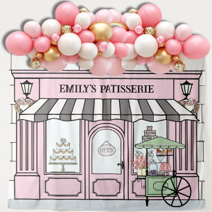Pink French Parisian theme Girls Birthday Backdrop Tapestry