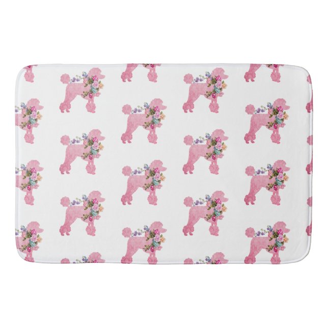 Pink French Poodle accent  Bath Mat (Front)