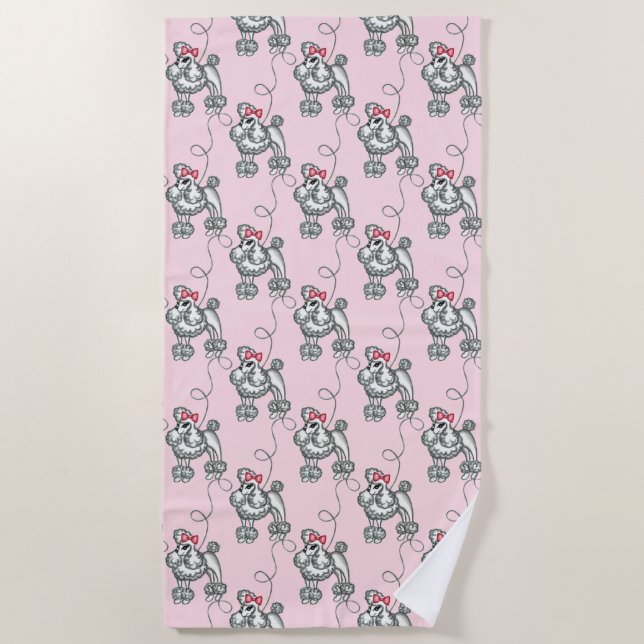 Pink French Poodle Beach Pool Towel Vacation Gift (Front)