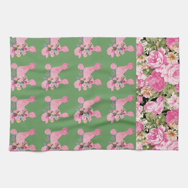 Pink French Poodle Kitchen Towels (Horizontal)