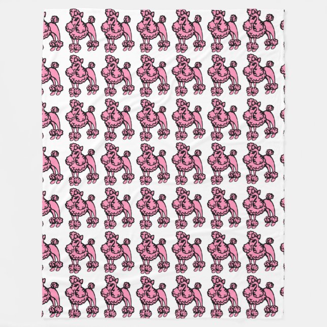 Pink French Poodle Retro Blanket Gift (Front)