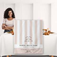 Pink French Stripes Bakery Logo Table Runner 