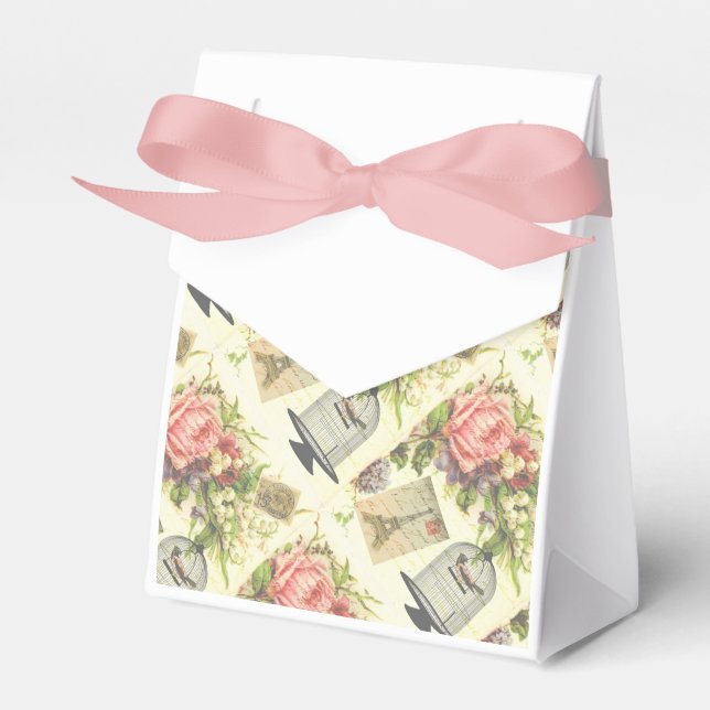 Pink French Theme Vintage Paris Party Favour Boxes (Front Side)
