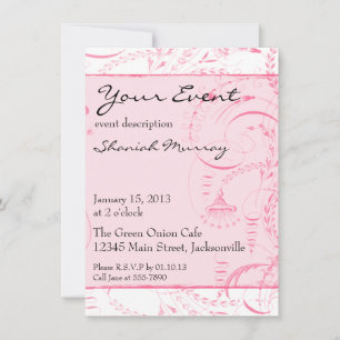 Pink French Toile Custom Invites