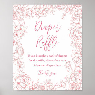 PINK FRENCH TOILE Diaper Raffle Baby Shower Sign