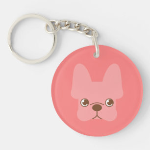 Pink Frenchie Key Ring