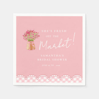 Pink fresh off the market arch bridal shower napkin